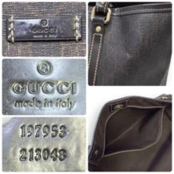 Gucci Vintage GG Supreme Tote Bag Shoulder Bag Brown PVC & Leather Large - Picture 5 of 13
